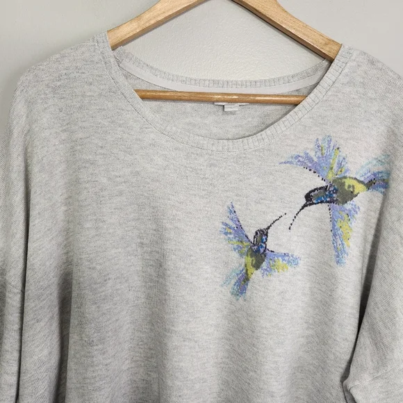 J. Jill Hummingbird Sweater Gray Size 2X Relaxed - Picture 6 of 10